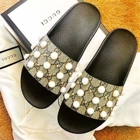 gucci pearl slides size 9.